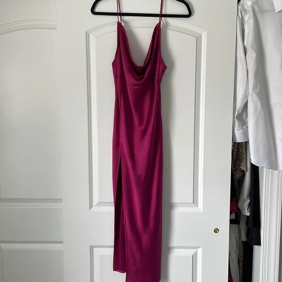 chinese dress ladies Asymmetric Flared Hem Midi Dress - Magenta main image 0